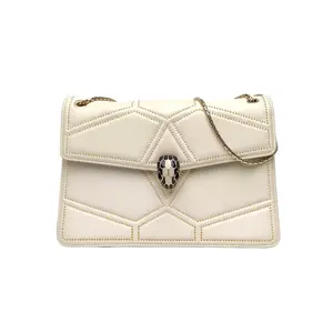 Pre-owned Bvlgari leather Tote Bags Serpenti Forever Organ Pipe Snake Head Cover Portrait Style 28 Handless White Leather