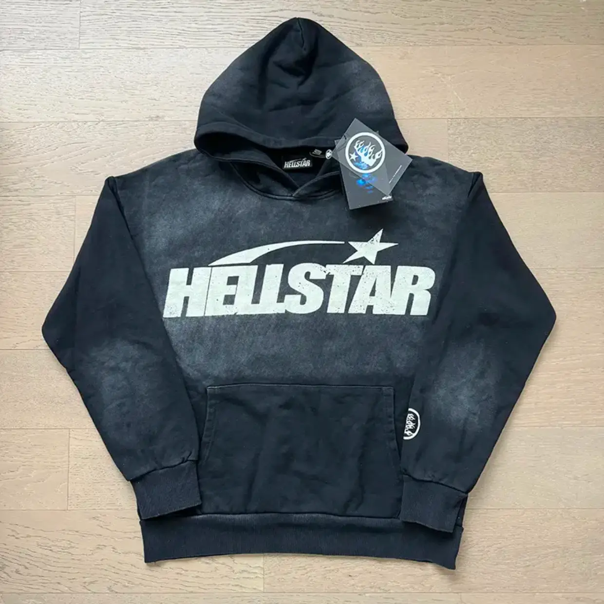 HELLSTAR Y2K Flame Logo Print Zip Up Hoodie, 100% Heavyweight Cotton Vintage Washed Oversized Gothic Streetwear Jacket for Men and Women, Hip Hop Full-Zip Sweatshirt