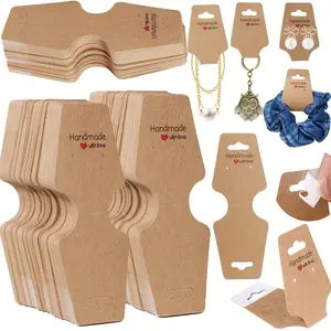 100PCS-Pack Wooden Jewelry Display Cards - Self-Adhesive Kraft Backing & Rounded Corners - Perfect For Necklaces/Bracelets/Keychains - Ideal For Boutique Packaging & Home Organizing