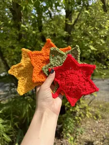 Handmade Crochet Leaves Coaster Set of 4