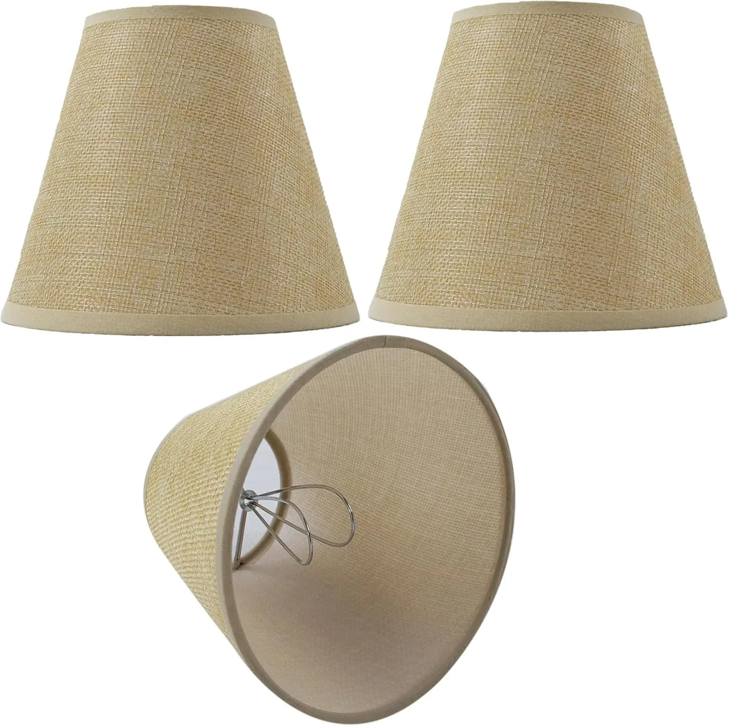 Set of 3 Small Fabric Clip-on Fitter Lampshade for Chandelier Wall Lamp Small Table Lamps, Fits Cutting Edge Bulbs 3" X 6" X 5"