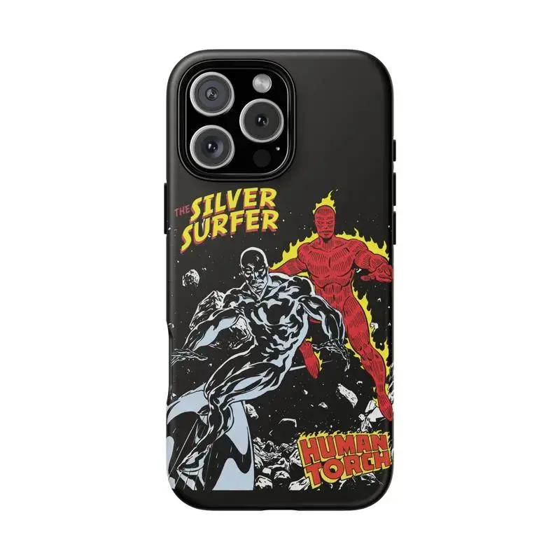 THE SILVER SURFER VS. HUMAN TORCH Phone Case for Iphone 17 Promax 17 AIR 16 15 14 13 12 11 and for Samsung S21-S26 Perfect Gift