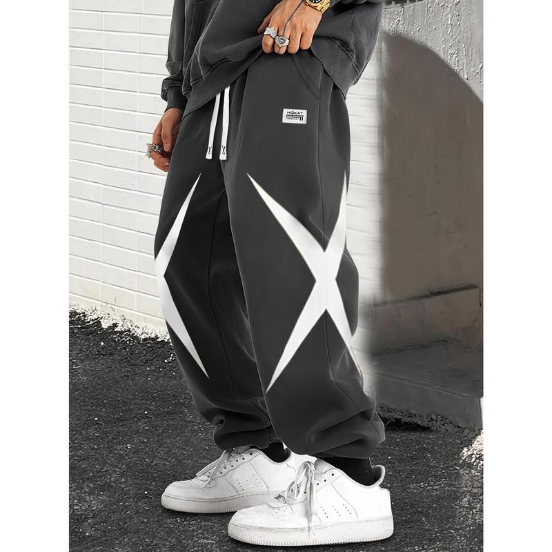 Male Regular Fit Water-Resistant Nylon Jogger Pants - Normal Type, Geometric Slogan Pattern, Elastic Waistband, Premium Durable Construction, Soft Breathable Fabric, All Seasons, Cold Wash, Ideal for Running, Gym Training