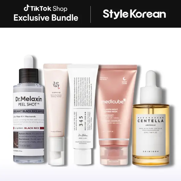 [StyleKorean] K-beauty Beginner Set - Dr.Melaxin Peel Shot Peeling Ampoule, Medicube Collagen Night Wrapping Mask, Beauty of Joseon Revive Eye Serum