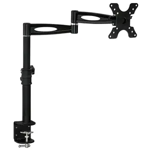 Mount-It! Full Motion Single Monitor Desk Mount, Adjustable Arm with Rotating Stand, Fits 13" to 30" Screens, VESA Compatible, Clamp Base, Holds up to 33 lbs, Black