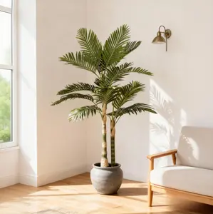 DOMISO Golden Cane Artificial Palm Tree, Artificial Plant, Tropical Fake Plant for Indoor Outdoor Decoration, Faux Palm