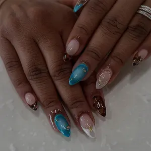 Sweet & Edgy Press-On Nails | Gold Line & Leopard Print | Reusable & Snug Fit