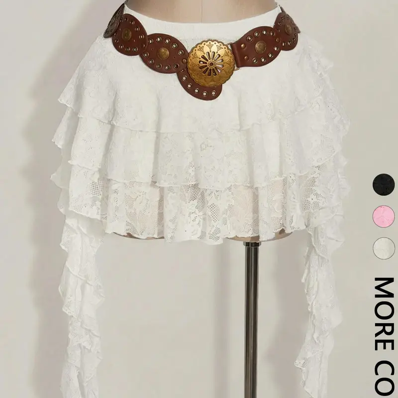 Women's Sexy Floral Mini Skirt with Ruffles, Fitted Short Skirt for Summer, Music Festivals, Back-To-School Season, Includes Safety Shorts