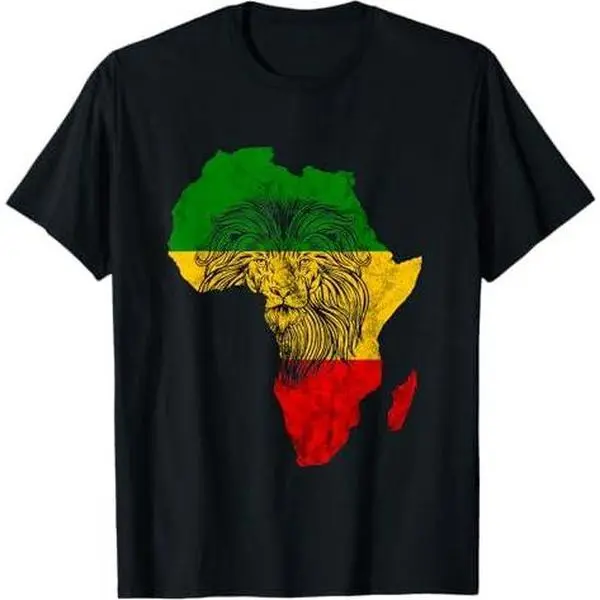 Rasta Reggae Lion Of Judah Africa Map Rastafari Roots T-Shirt