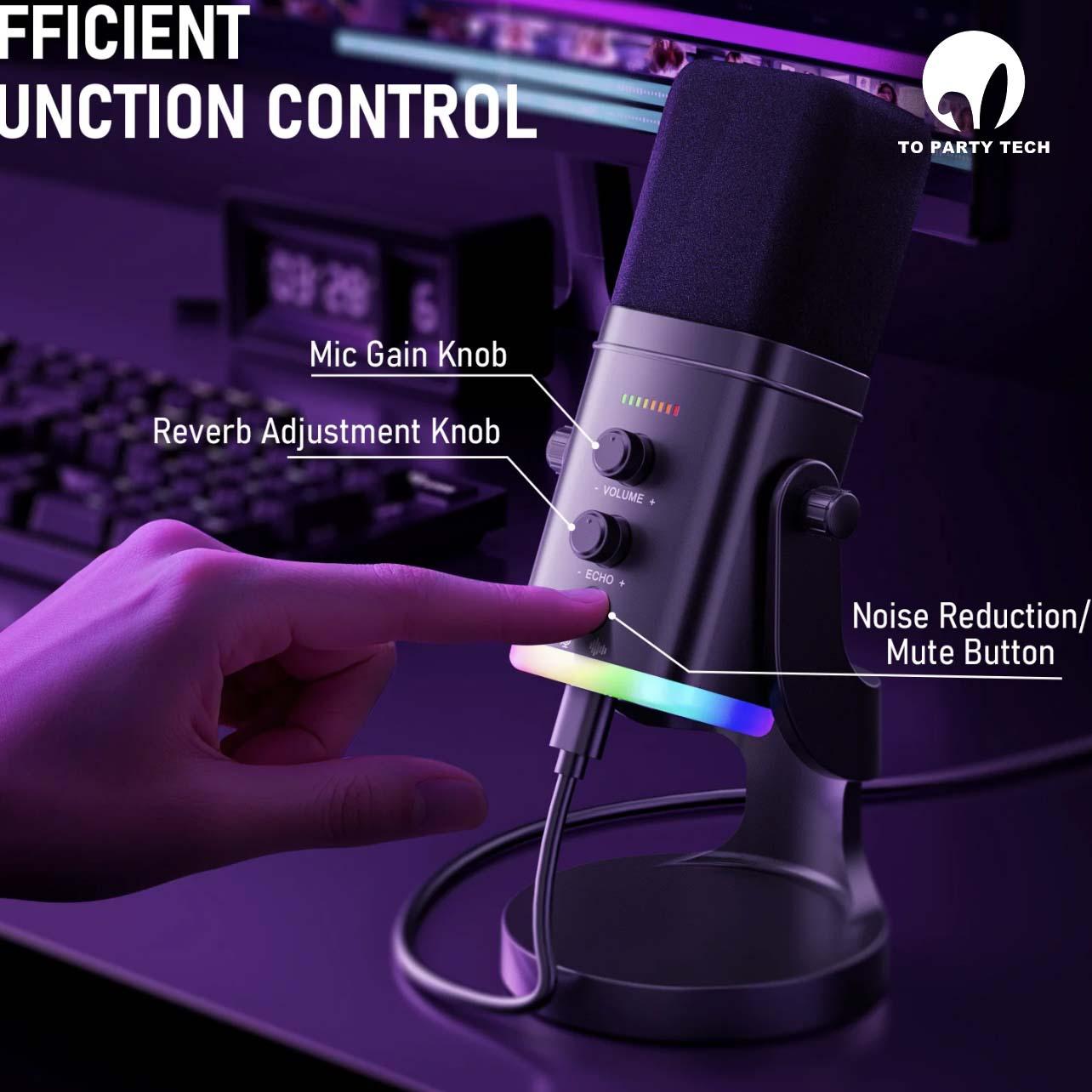 YU8 dynamic microphone with RGB light, volume control, mute function ...