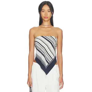 Lovers and Friends Carmen Scarf Top in Navy & Ivory