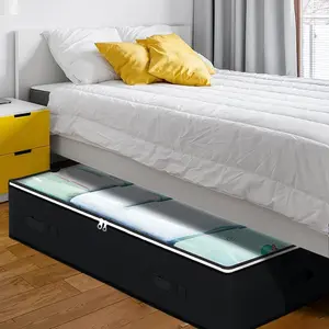 Fabric Under Bed Storage Bag, Visible Clothes Organizer, Cabinet Blanket Quilt Holder, Space Saving Home Organization