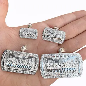 925 Sterling Silver Last Supper Pendant, Handmade with High Polish and Diamond cut