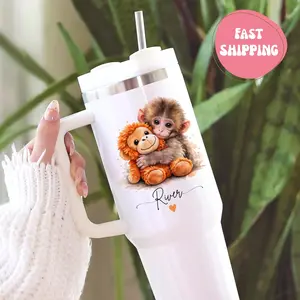 Personalized Viral Punch Monkey Tumbler With Name, Japanese Baby Monkey Cup, Custom Monkey Lover Gift, Trending Animal Fan Cup
