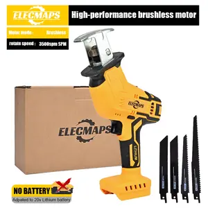 Cordless reciprocating saw, brushless reciprocating saw, variable speed 0-3500 strokes per minute, tool-free blade replacement, comes with 4 blades, efficiently cuts wood, metal, PVC, and other materials