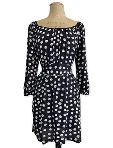 Black & White Seashell Polka Dot Maria Belted Sundress