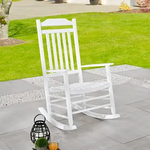 LOKATSE HOME Outdoor Wooden Rocking Chair for Backyard, Lawn, Garden and Deck patio chairs
