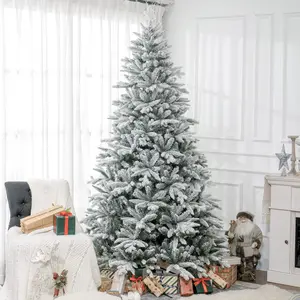 8ft Artificial Flocked Christmas Tree - Snow Tips, Hinged Design, Easy Assembly for Home & Office Holiday Decorations