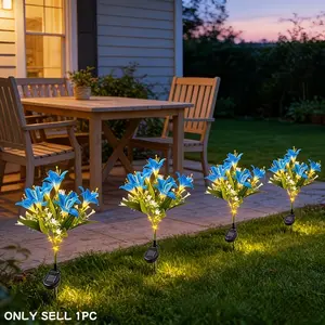 Solar Lily Flower Lawn Light, Outdoor LED Floral Decorative Strip, Automatic Sensor, Ideal for Garden, Pathway, Camping, Wedding Atmosphere Lighting
