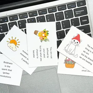 Motivational English Card, 90pcs/set Cute Cartoon Pattern Self Encouragement Card, Office Stationery & Supplies for Home School Dormitory, Quote Cards