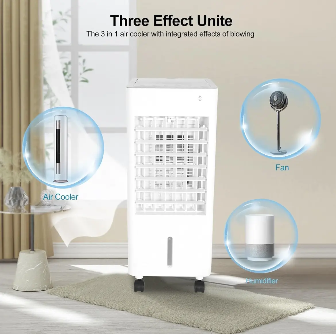 3-IN-1 Portable Air Conditioners w/Remote 1.45-Gal Tank For Room Bedroom and Office