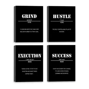 4PCS Inspirational Office Canvas Wall Art Framed Motivational Wall Decor for Office Inspirational Quotes Wall Art for Living Room Sayings for Wall Decor 8” x10”