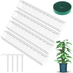 4Pcs Moss Pole Set, 15.7 Inch Reusable Transparent Plastic Plant Support Sticks - Weather Resistant Climbing Plant Pole with Garden Ties & Nails for Indoor/Outdoor Potted Plants, Monstera, Ivy