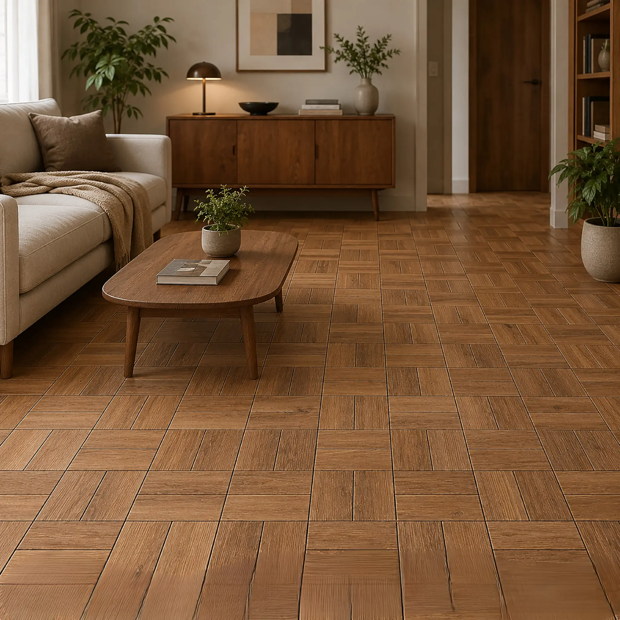 Solid Wood Interlocking Deck Tiles, 11.8" Snap Together Outdoor Flooring, Moisture-Proof Non-Slip Patio Floor Tiles for Backyard, Lawn, Balcony, Beach & Rental Home Makeover