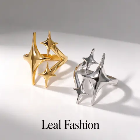 Star-Shaped Stainless Steel Ring Adjustable Opening Accessories Gift for Women and Men.