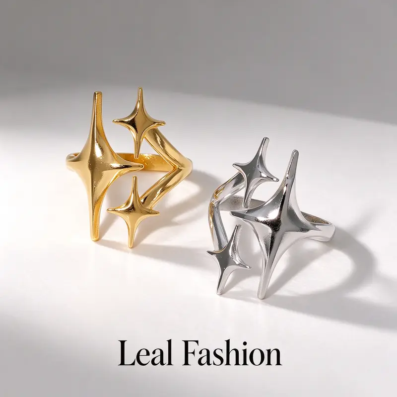 Star-Shaped Stainless Steel Ring Adjustable Opening Accessories Gift for Women and Men.