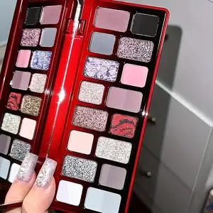 16-Color Eyeshadow Palette Matte Pearlescent Glitter Cosplay Makeup Colorful Diamond Light Green 14#Lime Cream Plate Cosmetic with 3 Year Warranty