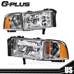 Fit For 94-2002 Dodge Ram 1500 2500 Amber Reflector Headlights Chrome Headlamps New