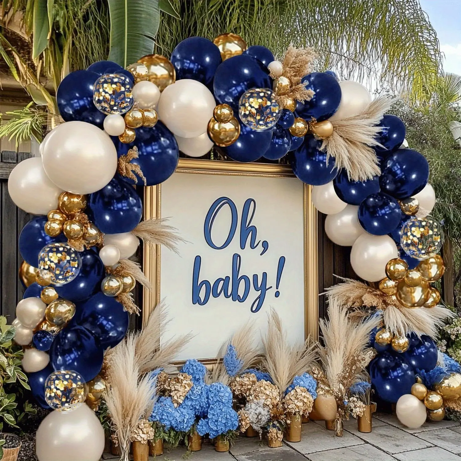 125 Piece Balloon Arch Set, Balloon Arch Decoration, Balloon Garland, Balloon Party Supplies, Party Balloons Decorations, Includes Sand Blue Sequin Balloons, Perfect for New Year, Graduation, Birthday, Wedding