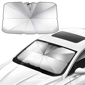 Windshield Sun Shade Umbrella for Car | Medium Foldable Car Sunshade | UV & Heat Protection Front Window Sun Shield, Keeps Interior Cool, Fits Sedans SUVs & Trucks (55” x 31”)