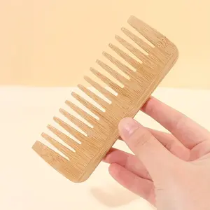 1pc Natural Bamboo Wide Tooth Comb, Hair Styling Combs, Anti-Static, Suitable for All Hair Types, Hair Brush, Hair Clip, Hair Accessory, Back to School Essentials