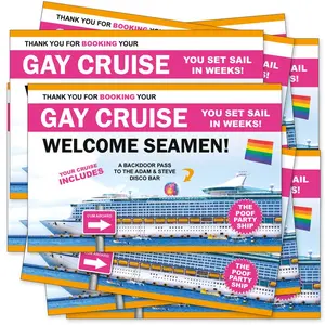 Gay Cruise Prank Postcards: 12-Pack Gag Gift, Gets Mailed Directly to the Victim, Family Member, or Friends