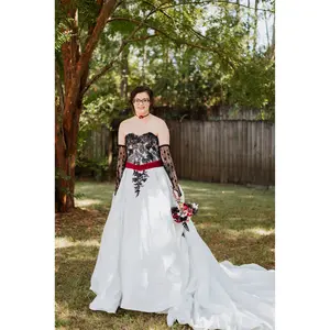 Lisa Medieval White and Black Wedding Dress  Custom Vintage Wedding Dress  Renaissance Wedding DressHalloween Wedding Dress