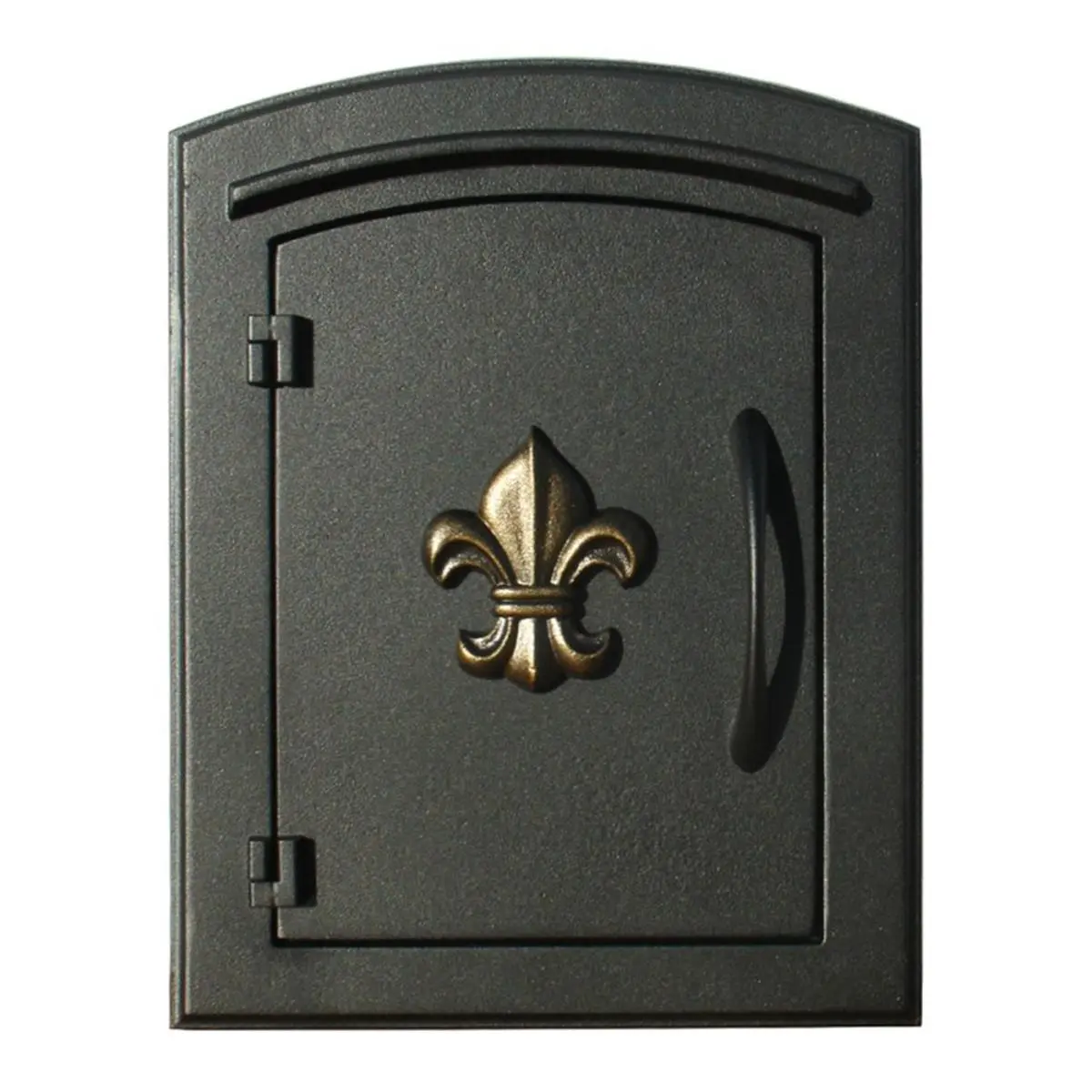 QualArc MAN-S-1402-BL 12 in. Manchester Security Drop Chute Mailbox with Decorative Fleur De Lis Logo Faceplate in Black