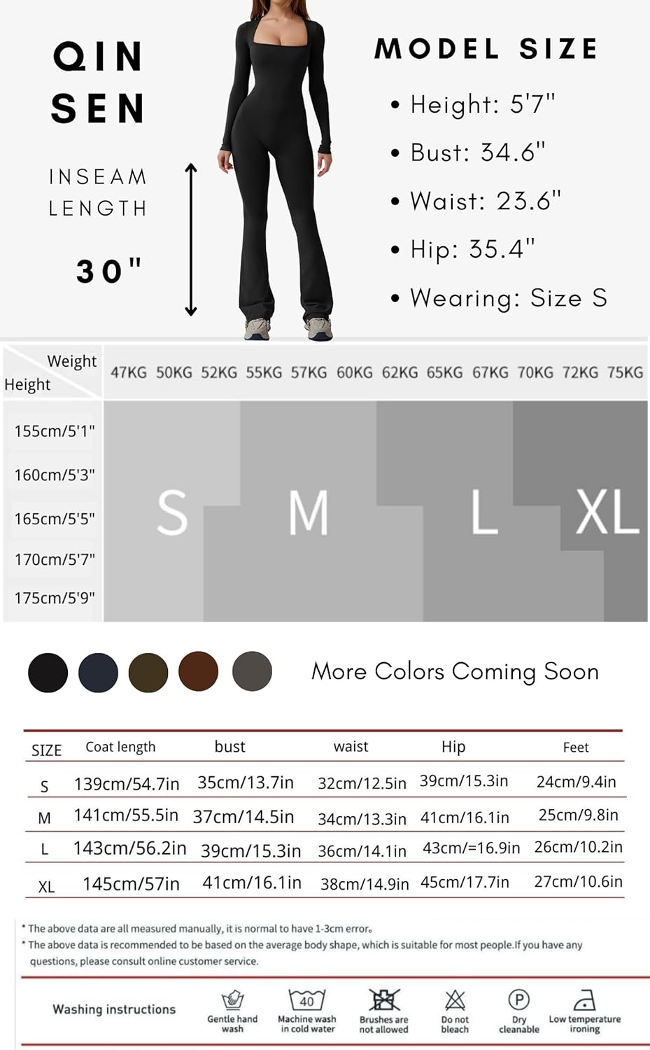 QINSEN low neckline Jumpsuits for Women Square Neck Wide Leg Full Length Romper Playsuit