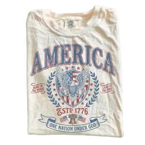 Vintage America Patriotic Eagle Shirt, USA Independence Day Tee, Fourth of July Graphic Tee, One Nation Under God Shirt Retro USA Gift Womenswear Top