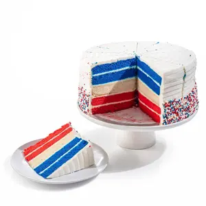 David's Cookies Patriotic Cake 10" - Pre-Sliced 14 pcs. For Easy Sharing, Fresh Gourmet Bakery Dessert With Rich Vanilla Cream Frosting, Delicious Gift Idea For Memorial Day Celebration