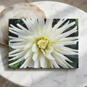 Cactus Dahlia Floral Glass Cutting Board, White Flower Kitchen Decor, Botanical Cutting Board, Gift for Mom