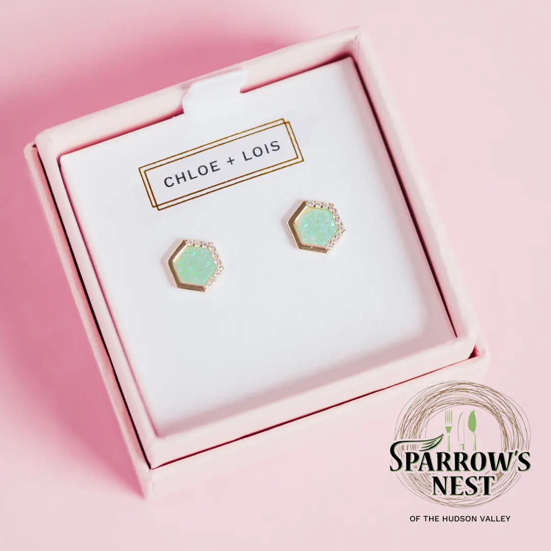 Green Opal Stardust Stud Earrings