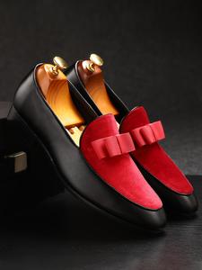 men's business formal colorblock  pu leather slip on dress shoes, fashionable pointed toe loafer shoes for work office, casual trendy  formal shoes  for daily wear