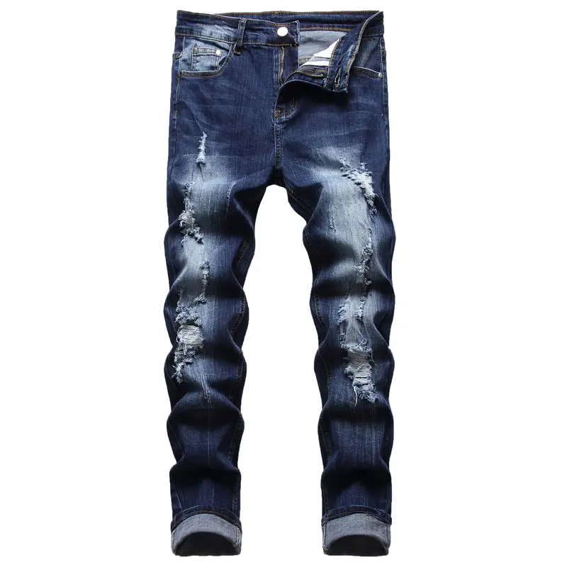 JUNBAOSS Mens Slim Fit Stretch Jeans Ripped Skinny Jeans for Men, Distressed Straight Leg Casual Fashion Comfort Flex Waist Denim Pants, Menswear Classic Street Style Cotton Fabric Jean Natural Hipster Personalized Stylish Jeans with Pockets backtoschool