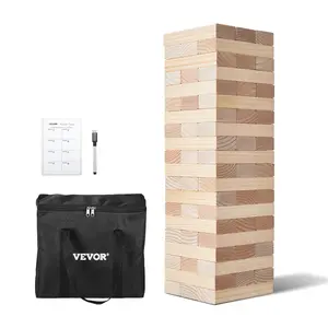 fathersdaygift VEVOR Tumbling Timber Toy, 60 Blocks Giant Tumble Tower Blocks Game, Pine Wood Tumbling Tower Game with Carry Bag and Scoreboard, Wooden Stacking Game, Tumble Tower Family Games for Indoor/Outdoor