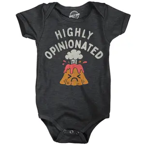 Highly Opinionated Baby Bodysuit Funny Sarcastic Volcano Graphic Novetly Jumper for Infants Funny Baby Onesies Funny Sarcastic Onesie Novelty Onesie Black -