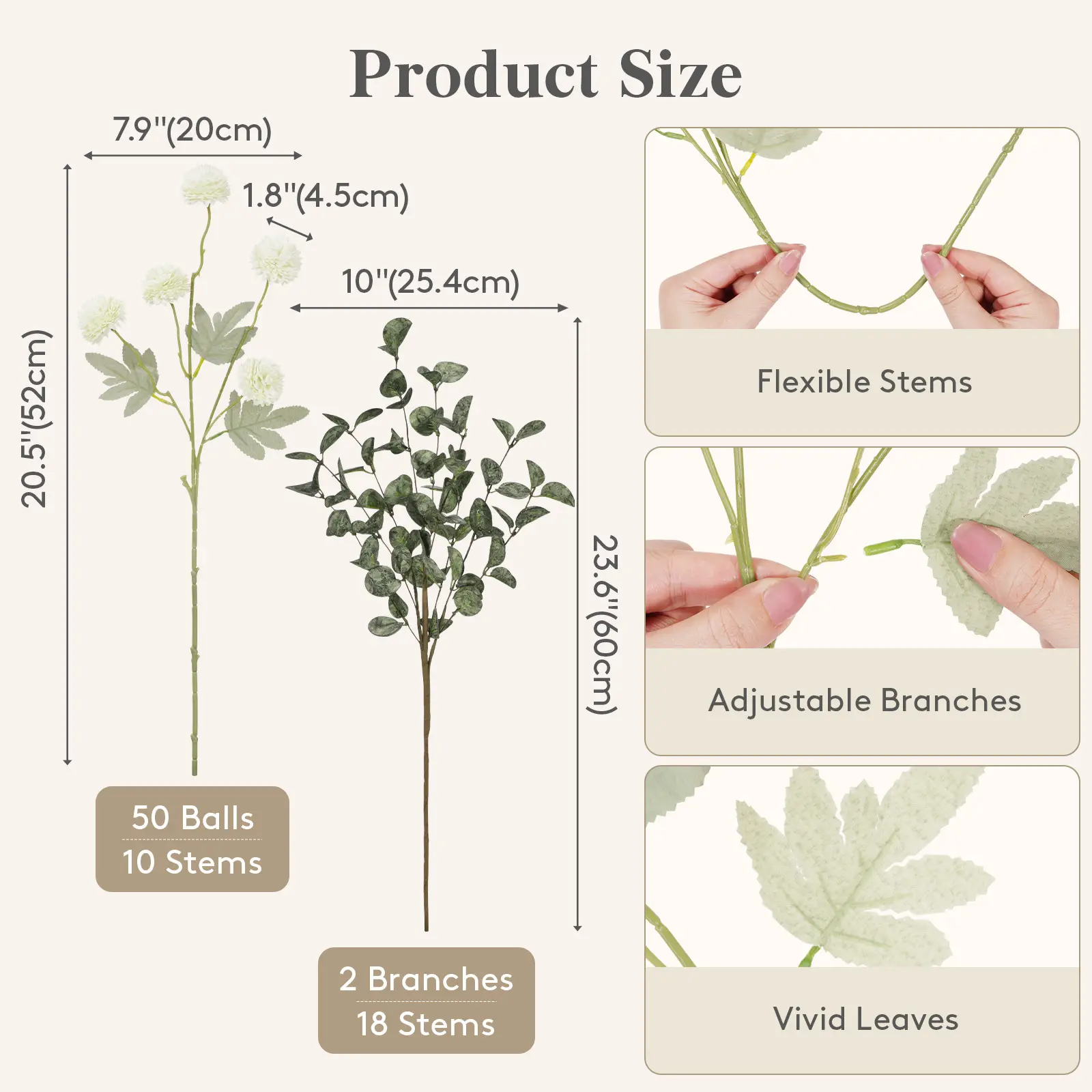 10 Stems White + 2 Eucalyptus