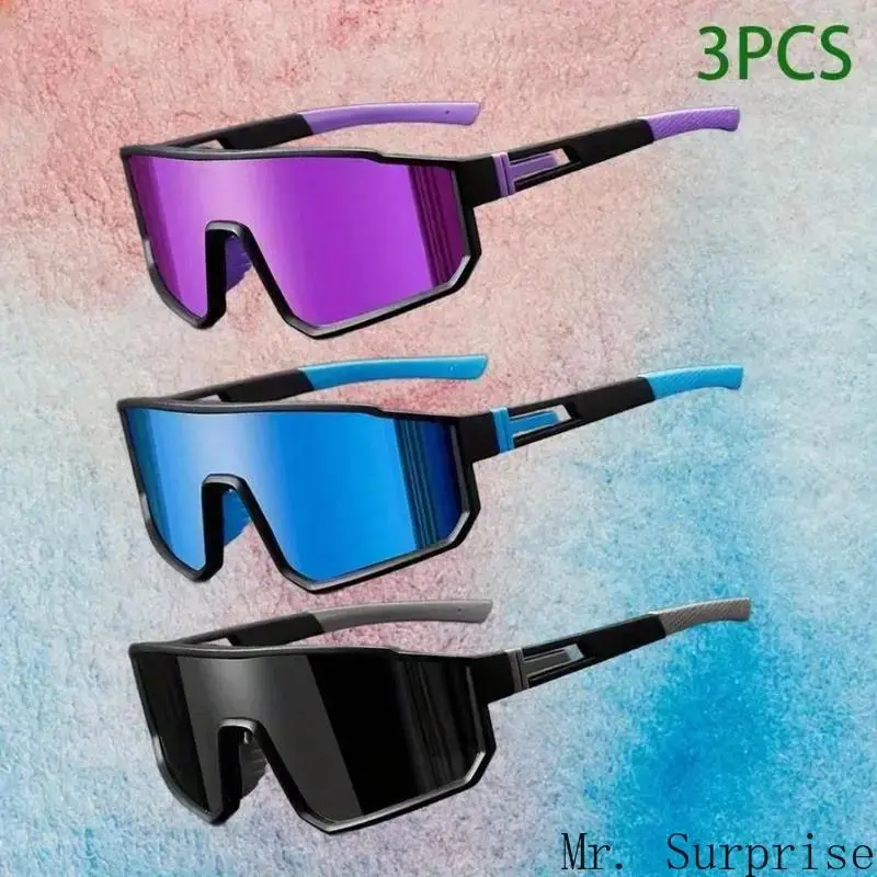 Unisex Sports Cycling Sunglasses - 3 Interchangeable UV400 Lenses, Lightweight Windproof Eyewear for Cycling, Running, Sun Protection