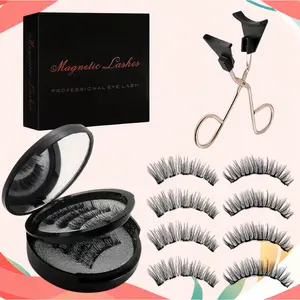 4 Pair Magnetic False Eyelashes, Natural Daily Look Reusable with Special Applicator